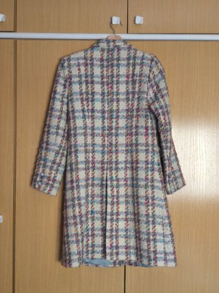 Abrigo 50% lana tweed cuadros multicolor