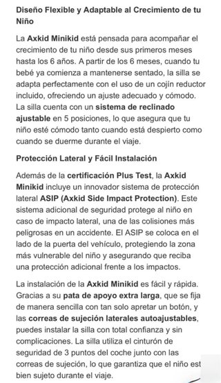 Silla Coche. Axkid Minikid. 0-25 kg.