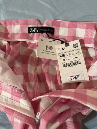 Pantalones Zara Cuadros Rosa y Blanco