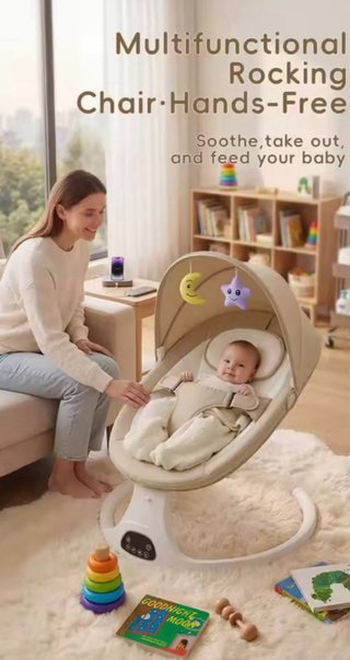Silla mecedora para bebé beige