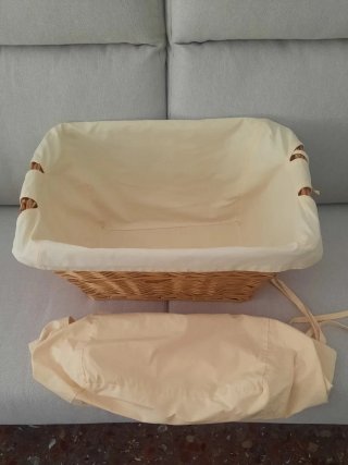 Cesta Mimbre Grande con Forro Tela Beige