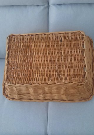 Cesta Mimbre Grande con Forro Tela Beige