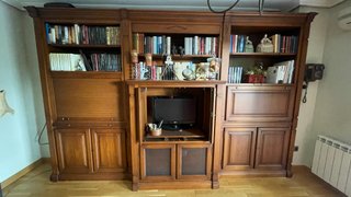 Mesita de salón madera maciza y cristal