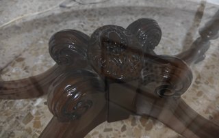 Mesa de centro ovalada madera y cristal