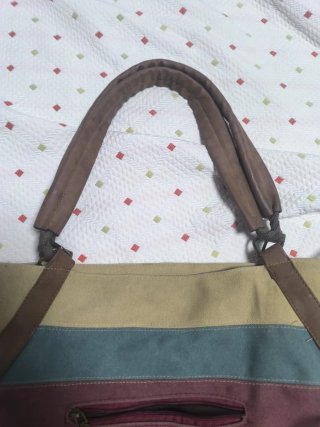 Bolso grande rayas beige, rojo, azul