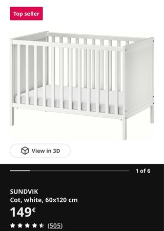 Cuna Ikea Sundvik 60x120