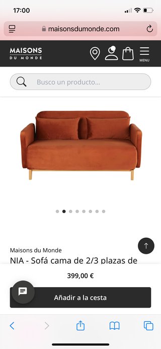Sofá cama Maison du Monde terciopelo naranja