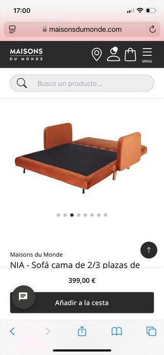 Sofá cama Maison du Monde terciopelo naranja