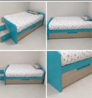 Cama 105cm con supletoria y colchones