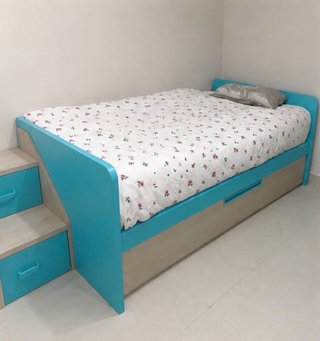 Cama 105cm con supletoria y colchones