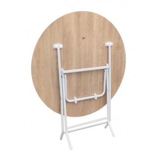 Mesa plegable redonda madera y metal