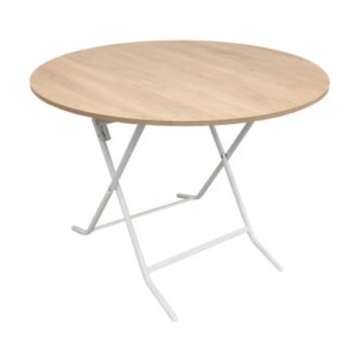Mesa plegable redonda madera y metal
