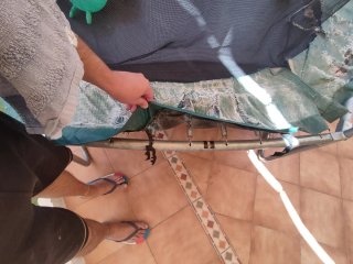 Cama elástica con red de seguridad