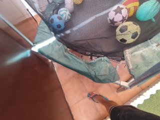 Cama elástica con red de seguridad