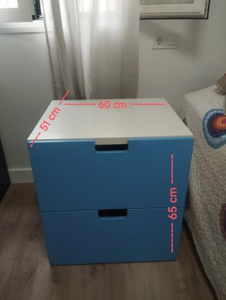 Cómoda infantil 2 cajones azul IKEA