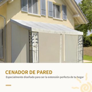 Cenador Pared 4x3 con Cortinas y Malla Beige
