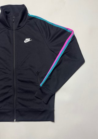 Nike Track Jacket Negra con Detalles Turquesa Rosa