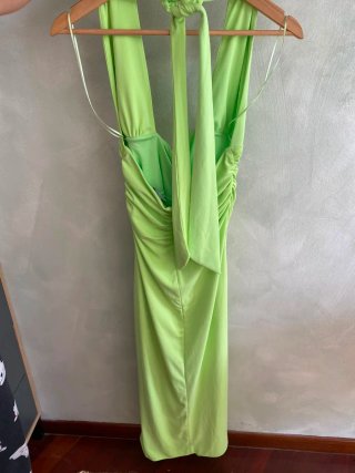 Vestido fiesta Zara verde lima Talla M