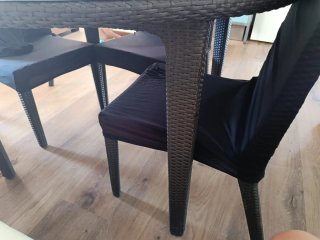 Mesa redonda exterior cristal + gratis 3 sillas