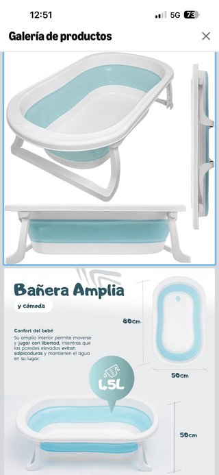 Bañera portátil para bebé plegable
