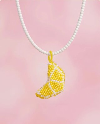 Dije medio limón mostacillas blanco y amarillo