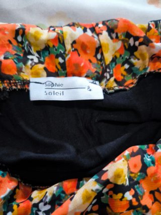 Falda larga floral naranja talla única