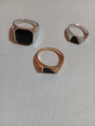 Anillos Hombre Piedra Negra Varios Tamaños