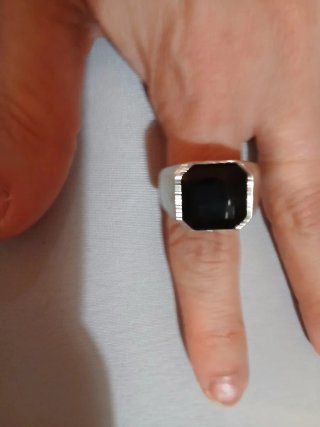 Anillos Hombre Piedra Negra Varios Tamaños