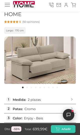 Sofá 3 plazas extensible beige
