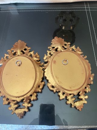 Cuadro Antiguo Decorativo Ovalado Dorado