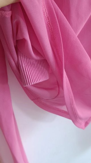 Top Zara Malla Rosa Manga Larga