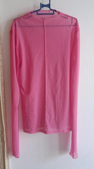 Top Zara Malla Rosa Manga Larga