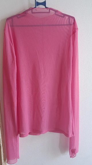 Top Zara Malla Rosa Manga Larga
