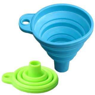 2 Embudos Plegables de Silicona Azul y Verde