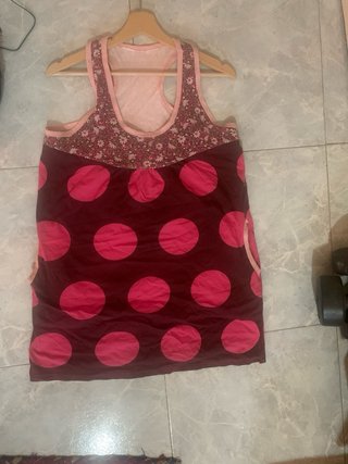 Vestido ancho tirantes estampado flores y lunares