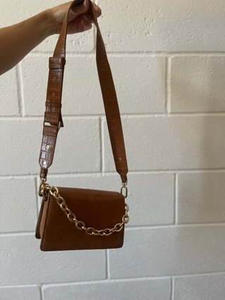 Bolso Mango Marrón Cadena Dorada