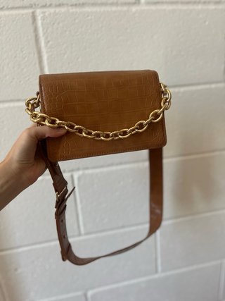Bolso Mango Marrón Cadena Dorada