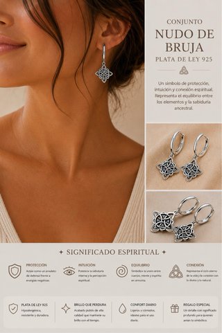 Aros Plata Nudo de Bruja