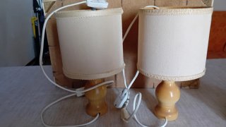 Coppia Lampade Comodino Legno Anni '70 vintage