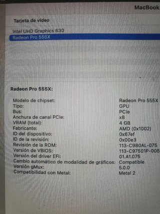 MacBook Pro 15'' con Touch Bar i7 16GB RAM