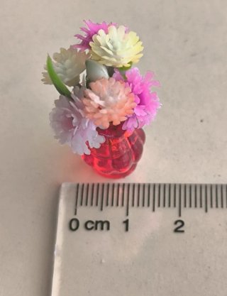 Florero Resina Flores Rosas y Rojas