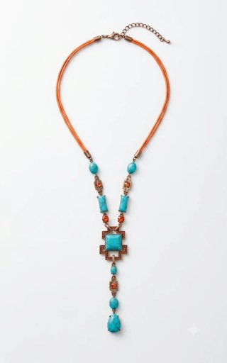 Collar con cuentas turquesa y naranja