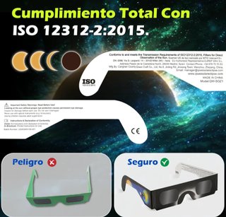 Gafas de eclipse solar homologadas EN ISO 12312-2