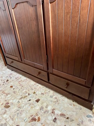 Armario ropero madera 3 puertas 2 cajones
