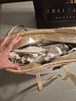 Bolso Capazo Ansa per Ansa Beige y Dorado