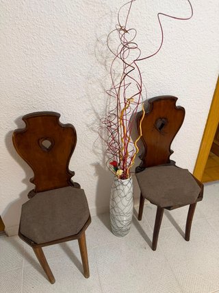 Juego de 2 sillas de madera y tela para decoración