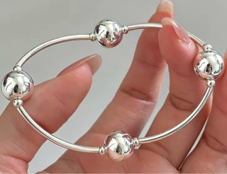 Pulsera Plata Bolas elastica en oferta ultima!