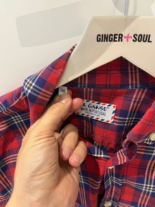 Camisa de cuadros roja y azul Ganso. Talla S