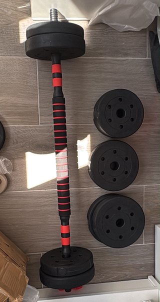 Juego de pesas y barra