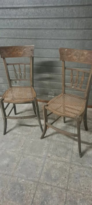 Coppia Sedie Vintage in Legno e Rattan